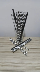 100 Canudo De Papel Drink Colorido Biodegradavel Descartável Cor Branco e preto