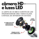 Limpador de cera ouvido pinças lanterna seringa preto Kit 9 em 1 câmera otoscópio