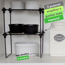 Organizadores Para Armário de Cozinha Prateleiras 7 Pçs Cor Preto Metaltru