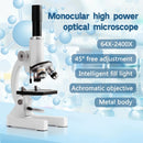 Microscópio Monocular Biológico Profissional - 64x A 2400x Cor Branco