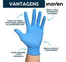 Luvas descartáveis antiderrapantes Inoven Nitrílica cor azul tamanho M de nitrila x 100 unidades