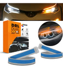 Kit Fita Led Farol Tunning Drl + Seta Sequencial 60cm Cor Da Luz 6000k Branca E 3000k Âmbar