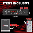 Receiver Potencia Amplificador 63w Rms TARAMPS THS 1000 Usb Sd Bluetooth Optico para Caixa de Som Acustica Passiva Ambiente Residencia Comercio Bar Eventos Audio Profissional Bivolt + Controle