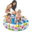 Piscina Inflável Redonda Wellmix Summer Fun 100 Litros 3 Aneis Fundo Do Mar Criança Infantil Branca