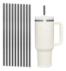 Kit 10 Canudos Plástico Rígido Reutilizável 31cm Extra L Preto