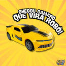 Carro Camaro Transforma Vira Robô Com Som Luz Carrinho Transformers Bate Volta A Pilha Cor Amarelo