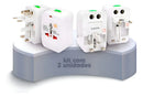 Kit 2 Adaptador Tomada Universal Para Viagens Internacional Funciona Em +150 Países Argentina Chile Peru Europa Estados Unidos China Japão Austrália Buenos Aires Gudeltec