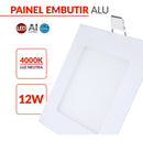 Painel Led Alu 12w 4000k Emb. Quadrado 110v/220v 17cm Avant Estrutura Branco
