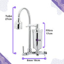 Torneira com Filtro para Pia de Cozinha Parede Gourmet Flexível 360ª Chuveirinho 1/4 de Volta 2 Modos de Jato 2 Refil Vela Extra