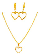 Conjunto Corações Vazado Brinco E Colar Folheado A Ouro 18k Cor Dourado