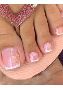 Kit Unha Postiça Francesinha Para O Pé Com 24 Unid Adesivo Cor Cor 01 Francesa