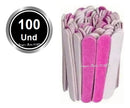 100 Lixas De Unha Mini Descartáveis Manicure Pedicure 8 Cm Rosa Bellas