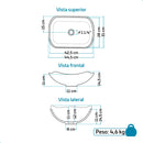 Cuba Pia de Apoio Sobrepor Abaulada 45x31 Branca Banheiro Lavabo Beltempo BT-3003