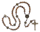 Colar Terço De São Bento Contas De Madeira com Cruz E Medalha