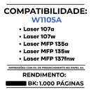 Kit 2x Toner Compatível com HP W1105 com Chip 105a 107a 107w 135a 135w Laserjet Tinta Preto Uni