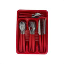 Kit Talheres 24 Pecas Porta Talher Luxo Premium Cor Vermelho