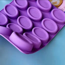 Forma De Silicone Sabonete Oval 15 Cavidades Saboaria Vela Cor Roxo