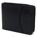 Carteira Couro Legítimo Masculina Fechamento Zíper Grande Porta Documentos Moedas Cartão Cédulas Lisa Preto