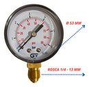 Manômetro De Pressão Vertical 53mm Rosca 1/4 Bsp 0 Á 6 Bar