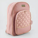 Mochila Feminina Universitária Couro Média Escolar Barata Cor Rosa Desenho Do Tecido Coração