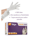 Luvas de Látex Descartáveis Talge Branca Tamanho M De Procedimento Com Pó em Kit 10 cx (1000 unidades)