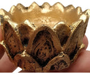 Par De Incensário E Castiçal Flor Lotus Em Resina Dourado