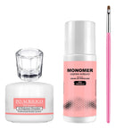 Kit Alongamento Unha Copo Dappen Monomer Pincel Pó Acrílico