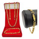 Corrente Masculina 70cm Grumet Banhado Ouro + Pulseira Top Cor Dourado