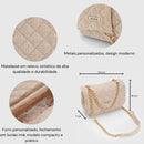 Bolsa De Lado Feminina Lateral Com Corrente Matelassê Festa Cor Palha