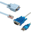 Kit Cabo Console Db9 X Rj45 + Cabo Serial Rs232 Db9 X Usb Cor Azul-celeste