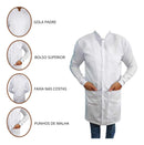 Jaleco Masculino Gola Padre Com Punhos E Bolso S Branco G