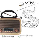 Radio Am Fm Retro Vintage Bluetooth Mp3 Usb Pen Drive Bivolt Recarregavel