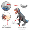 Tiranossauro Rex Brinquedo Solta Fumaça Anda Emite Luz E Som Cor Preto-Verde Personagem Dinossauro
