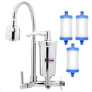Torneira com Filtro para Pia de Cozinha Parede Gourmet Flexível 360ª Chuveirinho 1/4 de Volta 2 Modos de Jato 2 Refil Vela Extra