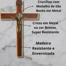 Cruz Crucifixo De Madeira P/ Parede Cristo São Bento  30 Cm Madeira