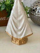 Nossa Senhora Aparecida 15cm Branca Perolado Dourado Gesso Branco Perolado E Dourado