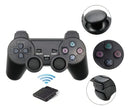 Controle Compativel P2 Play 2 Sem Fio Joystick Kit Com 2 Manete Cor Preto Video-Game Dual Shock Wireless Analogico Gamepad Redfin