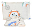 Lençol Bebê Berço Americano Com Elástico E Fr Arco Íris Branco