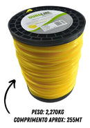 Bobina Fio Nylon Roçadeira 3mm Quadrado 2kg 245m Duraline Cor Amarelo