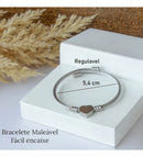 Bracelete Feminina Aço Inox 316l Berloque Coração Cor Prata