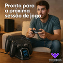 Carregador Base Duplo para Controle Dualshock 4 ( PS4, Ps4 Slim, Ps4 Pro ) Com Suporte Carrega 2 controles ao mesmo tempo Visor com mostrador digital Marca Voreon