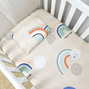 Lençol Bebê Berço Americano Com Elástico E Fr Arco Íris Branco
