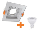 Spot De Embutir Mr16 Dicroica Quadrado Recuado + Led 6,5w Estrutura Branco Led Quente