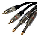 Cabo Audio Auxiliar 2 Rca X 2 P10 Mono Blindado Profissional