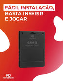 Memory Card 64 MB Para Playstation 2 PS2 Play 2 Slim E Fat Diversão Cartão De Memória 64 MB Compatível Ps2 Fat E Slim Plug And Play Gamer Rápido Gravar Jogos Alta Qualidade PS2 Newdragon Cor Preto