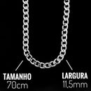 Cordão Masculina Grossa Conjunto + Pulseira Pr Prateado 70cm