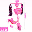 Patinete Infantil 3 Rodas Com Led Som E Cesta Menino Menina Cor Rosa