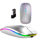 Mouse Sem Fio Recarregável Wireles Optico Led Rgb Ergonô Prata