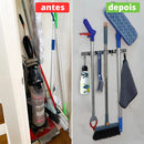 LUMAI Suporte de Pendurar Vassouras Robusto Original Aço Inoxidável 304, Organizador de Vassouras Premium, Instalação com Parafusos de Inox ou Adesivo 3M, Pendurador de Vassoura Prata