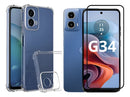Capa Capinha Case + Película 3d Para Motorola Moto G34 6.5'' Transparente Moto G34 6.5